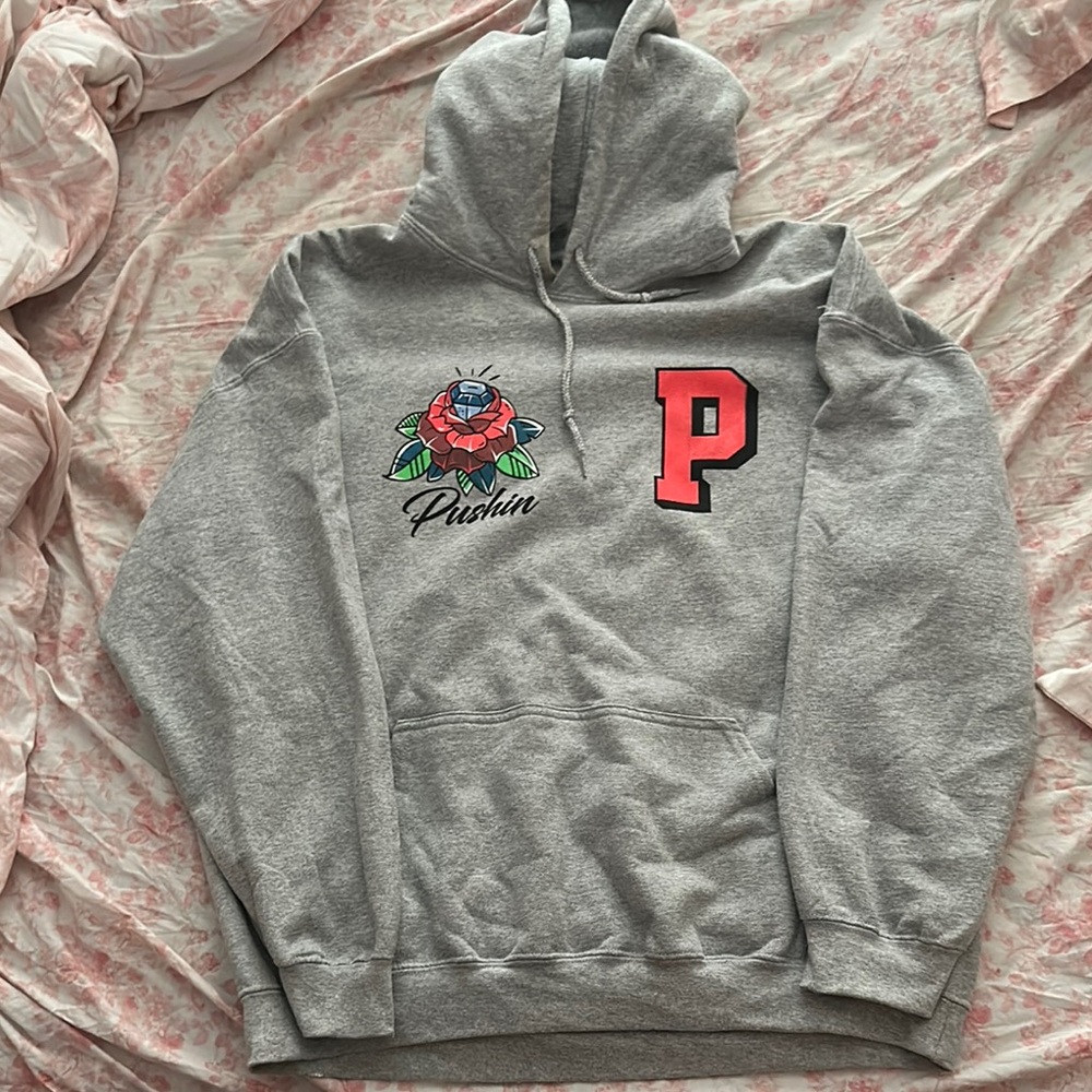 Gray Hoodie with Red Lettering